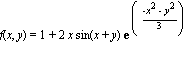 f(x, y) = 1+2*x*sin(x+y)*exp((-x^2-y^2)/3)