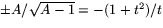 $\pm A/\sqrt{A-1}=-(1+t^{2})/t$