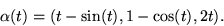 \begin{displaymath}
\alpha(t)=(t-\sin(t),1-\cos(t),2t).
 \end{displaymath}