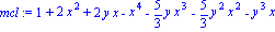 mcl := 1+2*x^2+2*y*x-x^4-5/3*y*x^3-5/3*y^2*x^2-y^3*x