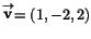 $\stackrel{\rightarrow}{\mathbf v}=(1,-2,2)$