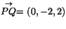 $\stackrel{\rightarrow}{PQ}=(0,-2,2)$