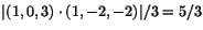 $\vert(1,0,3)\cdot (1,-2,-2)\vert/3=5/3$