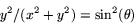 \begin{displaymath}
y^{2}/(x^{2}+y^{2})=\sin^{2}(\theta)\end{displaymath}