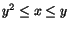 $y^2\leq x\leq y$