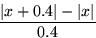 \begin{displaymath}
\frac{\vert x+0.4\vert-\vert x\vert}{0.4}\end{displaymath}