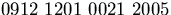 $0912\,\,
1201\,\, 0021\,\, 2005$