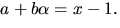$a+b\alpha=x-1.$