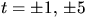$t=\pm 1,\,\pm 5$