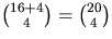 ${16+4\choose 4}={20\choose 4}$