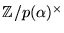 $\mathbb{Z}/p(\alpha)^{\times}$