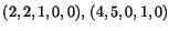 $(2,2,1,0,0),\,(4,5,0,1,0)$