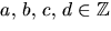 $a,\,b,\,c,\,d\in\mathbb Z$