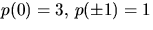 $p(0)=3,\,p(\pm 1)=1$