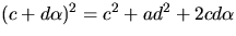 $(c+d\alpha)^{2}=c^{2}+ad^{2}+2cd\alpha$