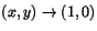 $(x,y)\rightarrow (1,0)$