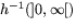 $h^{-1}(]0,\infty[)$