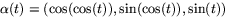 $\alpha(t)=(\cos(\cos(t)),\sin(\cos(t)),\sin(t))$