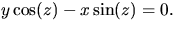 $y\cos(z)-x\sin(z)=0.$