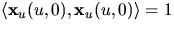 $\langle \mathbf x_{u}(u,0),\mathbf x_{u}(u,0)\rangle=1$