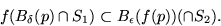 \begin{displaymath}
f(B_{\delta}(p)\cap S_{1})\subset B_{\epsilon}(f(p))(\cap S_{2}).\end{displaymath}