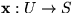 $\mathbf x:U\rightarrow S$