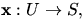 $\mathbf
 x: U\rightarrow S,$