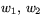 $w_{1},\,w_{2}$