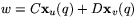 $w=C\mathbf
 x_{u}(q)+D\mathbf x_{v}(q)$