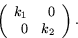 \begin{displaymath}
\left(
 \begin{array}
{rr}
 k_{1}&0\\  0 &k_{2}
 \end{array}\right).
 \end{displaymath}
