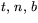 $t,\,n,\,b$