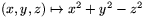 $(x,y,z)\mapsto
 x^{2}+y^{2}-z^{2}$