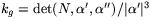 $k_{g}=\mbox{det}(N,\alpha',\alpha'')/\vert\alpha'\vert^{3}$