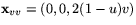 $\mathbf x_{vv}=(0,0,2(1-u)v)$
