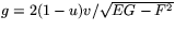 $g=2(1-u)v/\sqrt{EG-F^{2}}$
