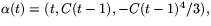 $\alpha(t)=(t,C(t-1),-C(t-1)^{4}/3),$