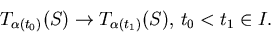 \begin{displaymath}
T_{\alpha(t_{0})}(S)\rightarrow
 T_{\alpha(t_{1})}(S),\,t_{0}<t_{1}\in I.\end{displaymath}
